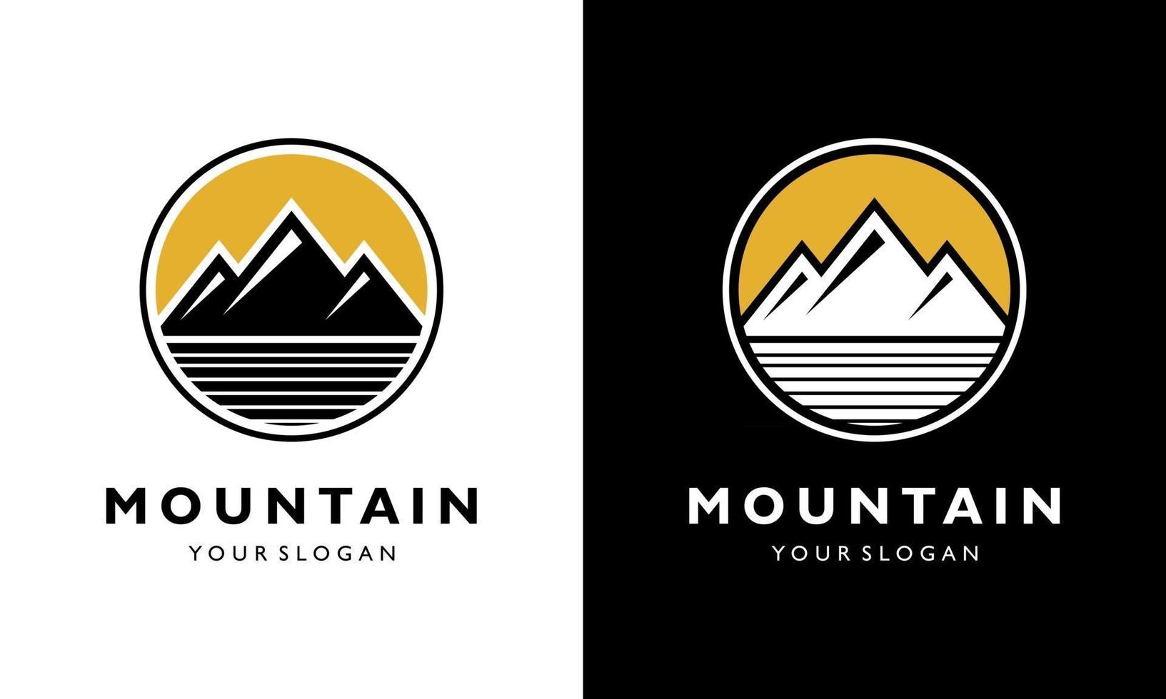 ilustration vektorgrafik av logo design koncept vintage sun mountain sunrise camp äventyr vektor