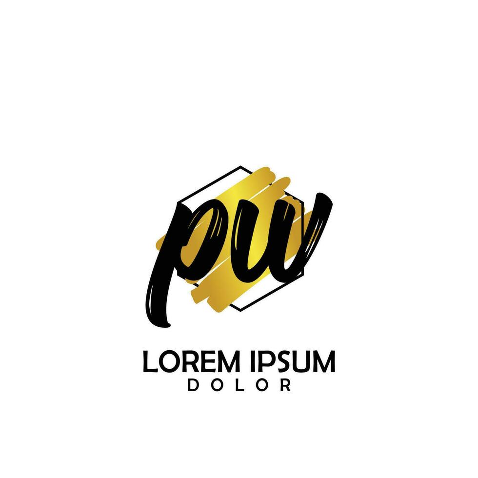 pw Initiale Bürste im Kreis Rahmen Vorlage Design vektor