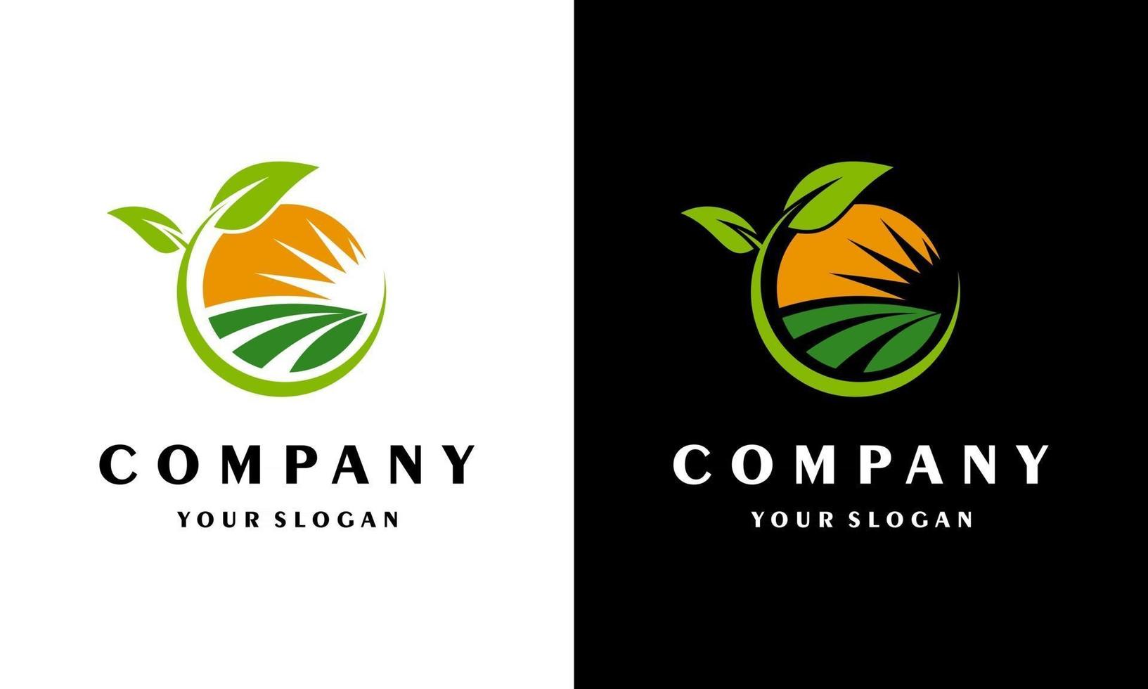 Illustration Vektorgrafik von Bauernhof Logo Sonne kreatives Logo Landwirtschaft Logo verlassen kreativ agriculture vektor