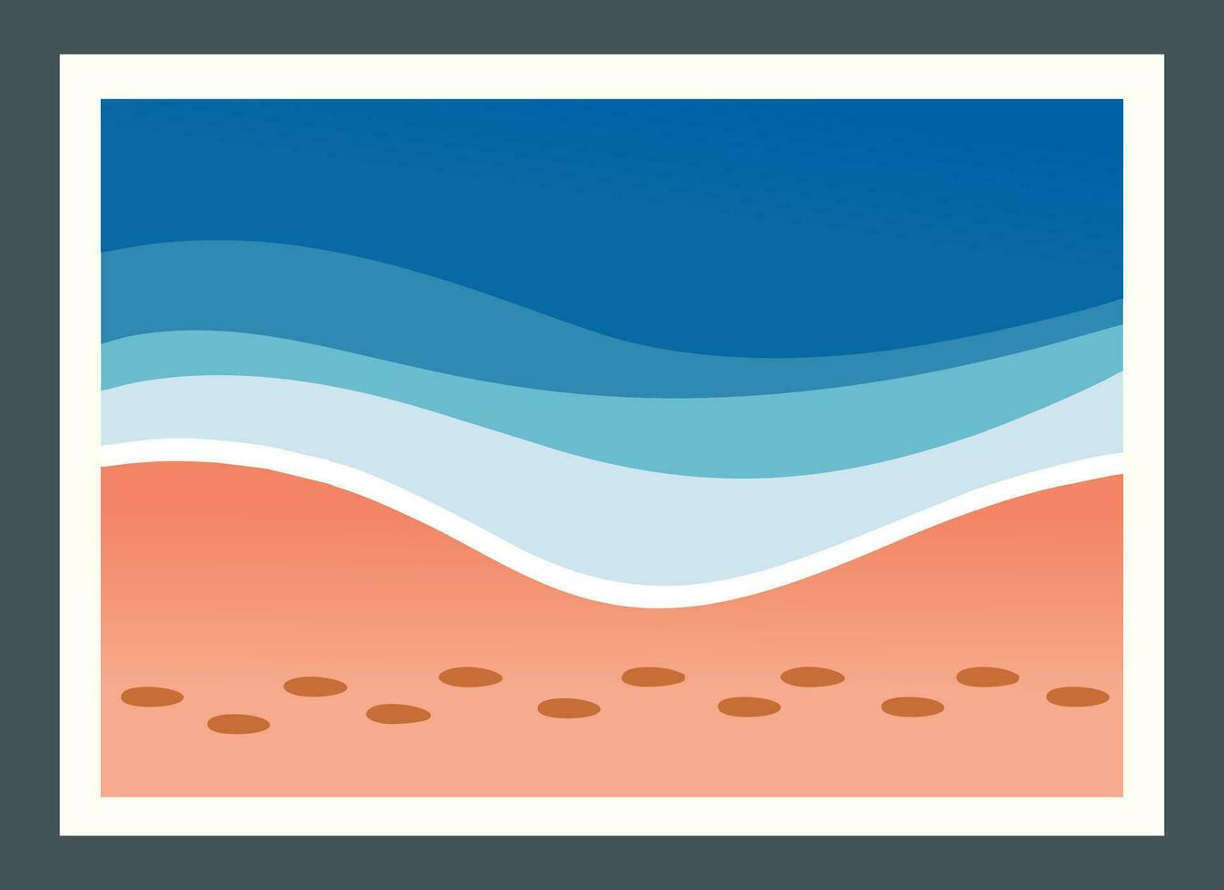 strand Vinka målning mönster, illustrationer av vågor sotning de strand, vägg dekorationer. Hem dekoration målning. vektor