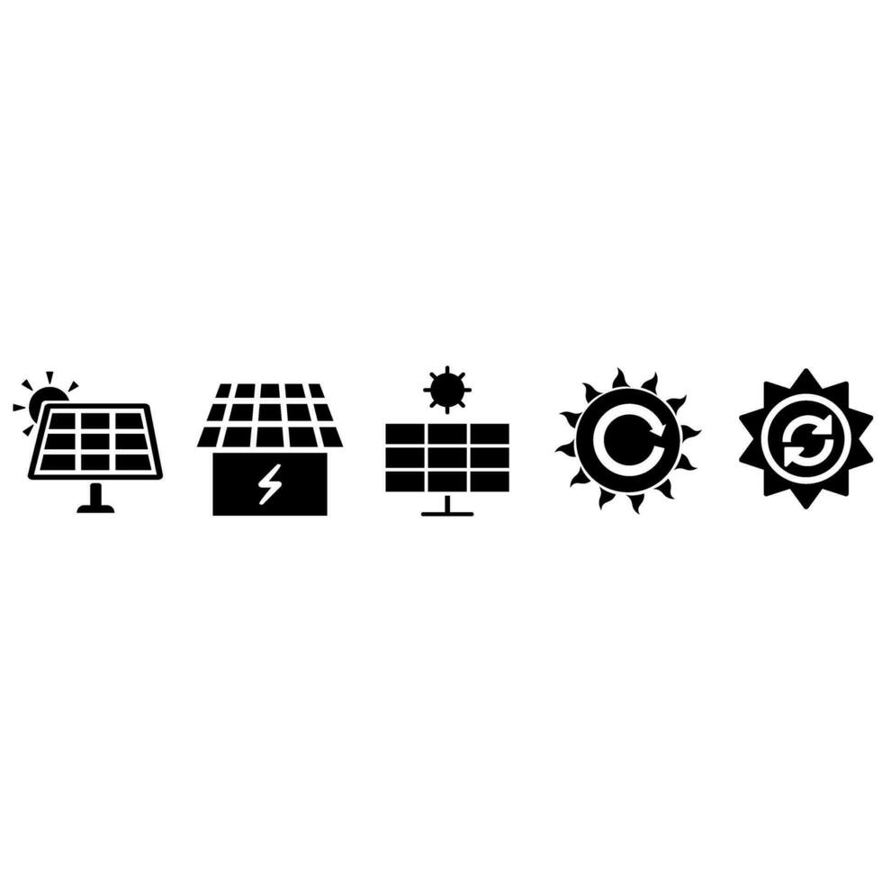 Solar- Batterie Symbol Vektor Satz. Solar- Energie Illustration Zeichen Sammlung. Alternative Energie Symbol oder Logo.