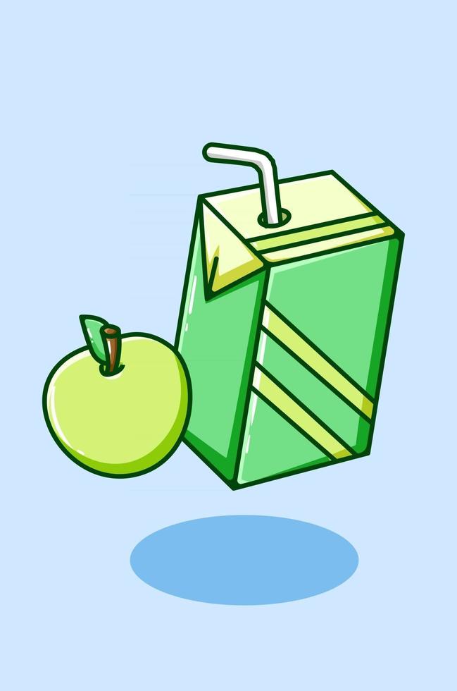 süße Apfelsaft-Design-Cartoon-Illustration vektor