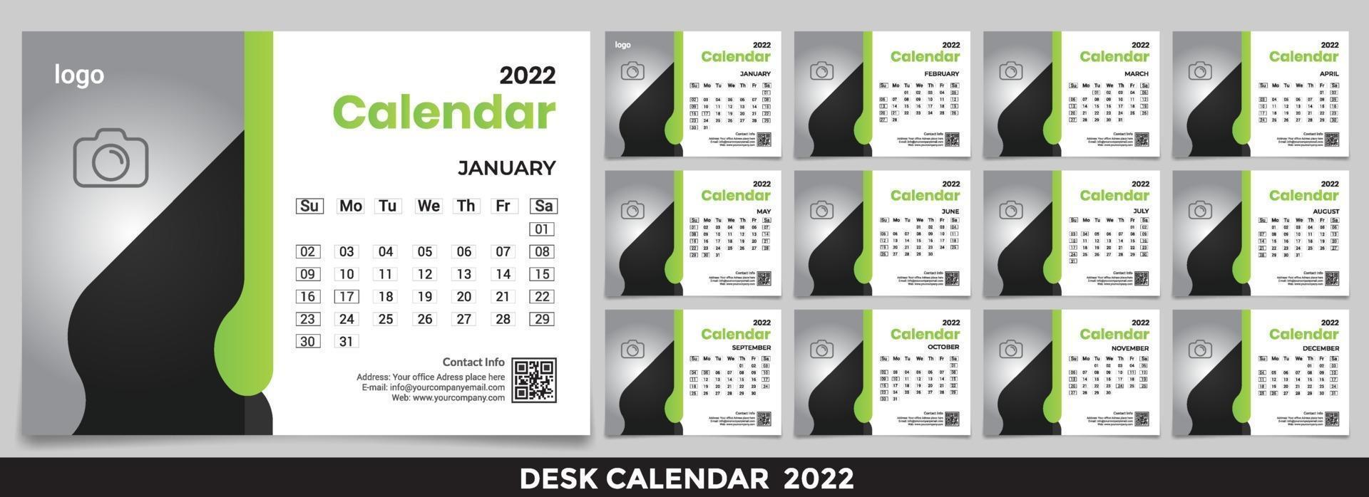 Kostenlose Tischkalender 2022 Vorlage Designidee, Kalender 2022, 2023 vektor