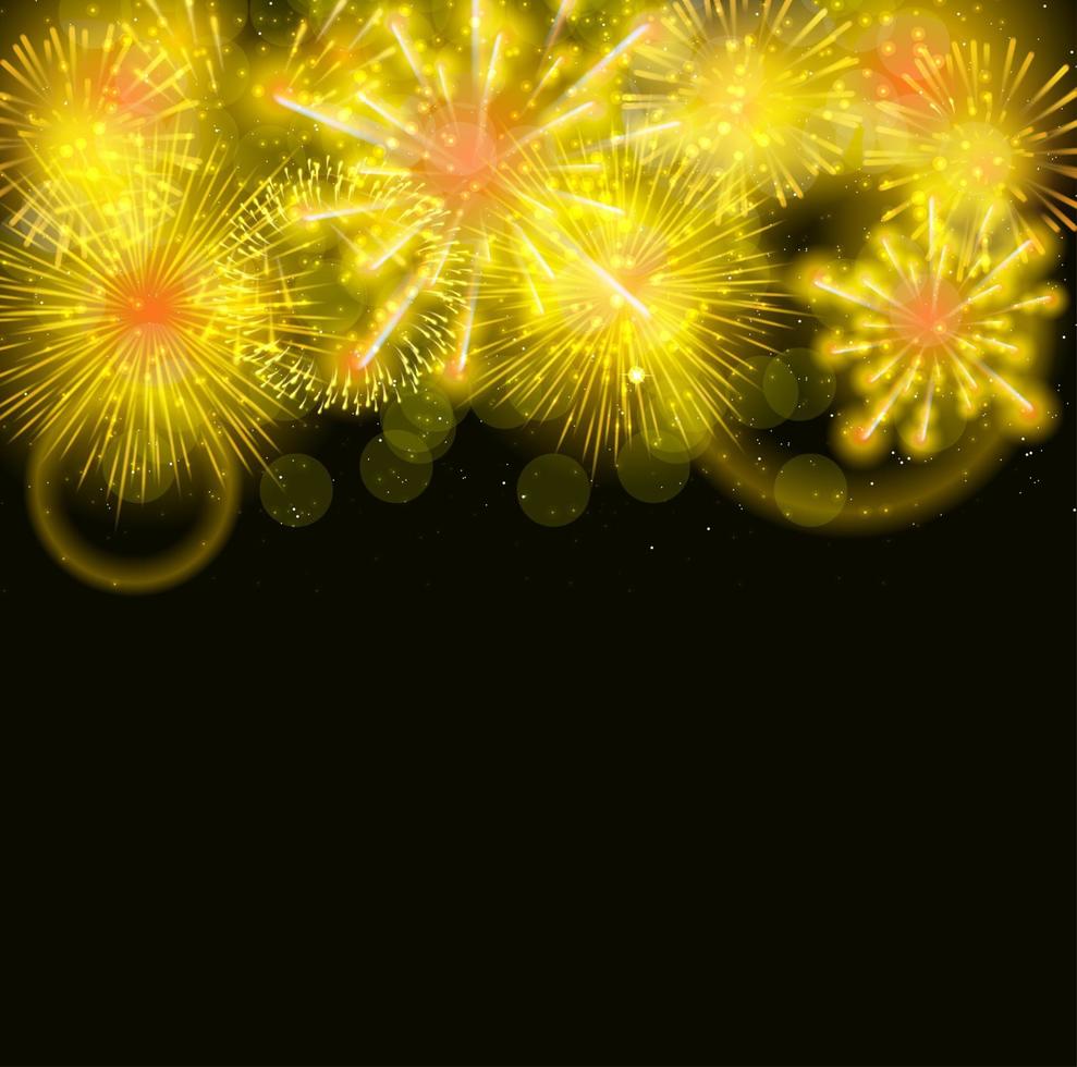 Vektor-Illustration von Feuerwerk, Gruß auf dunklem Hintergrund vektor