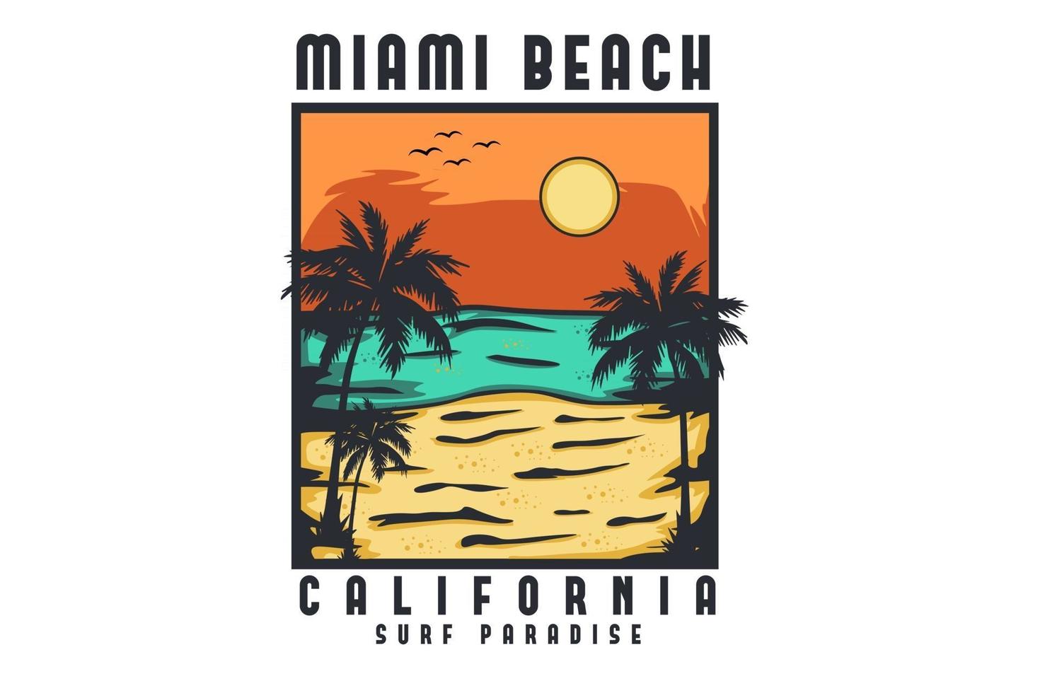 Miami Beach Kalifornien handgezeichnetes Illustrationsdesign vektor