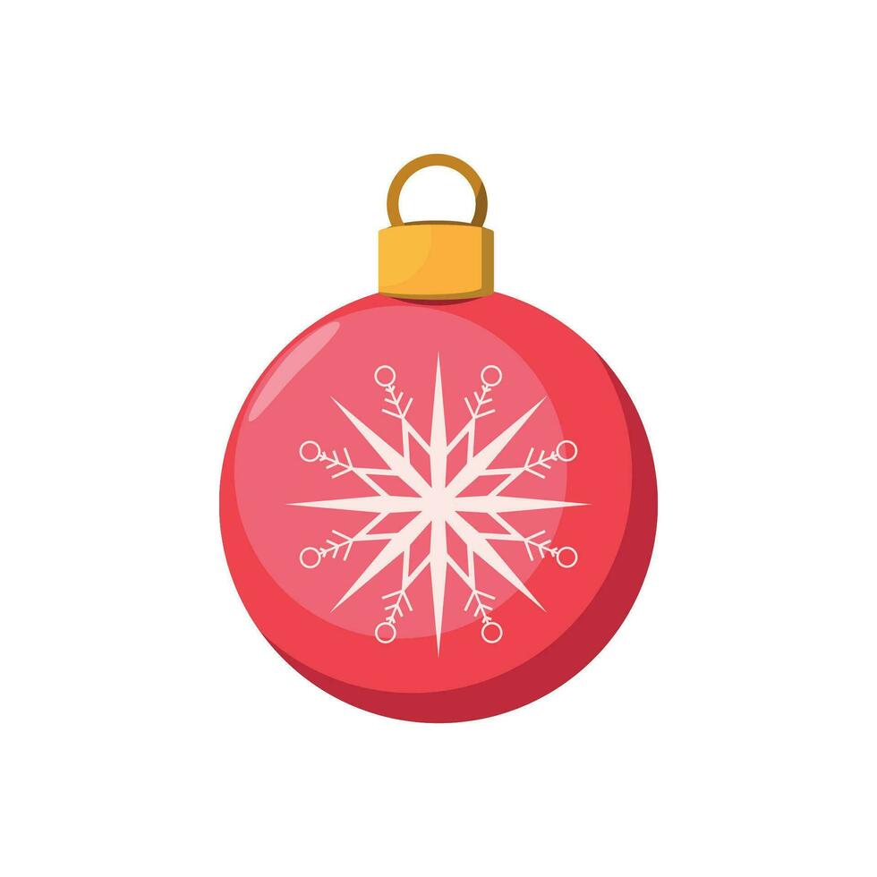 rot Weihnachten Ball mit Schneeflocken auf ein Weiß Hintergrund. vektor