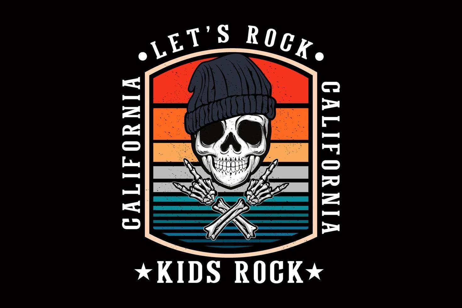 Let's Rock California Illustration Design mit Totenkopf vektor