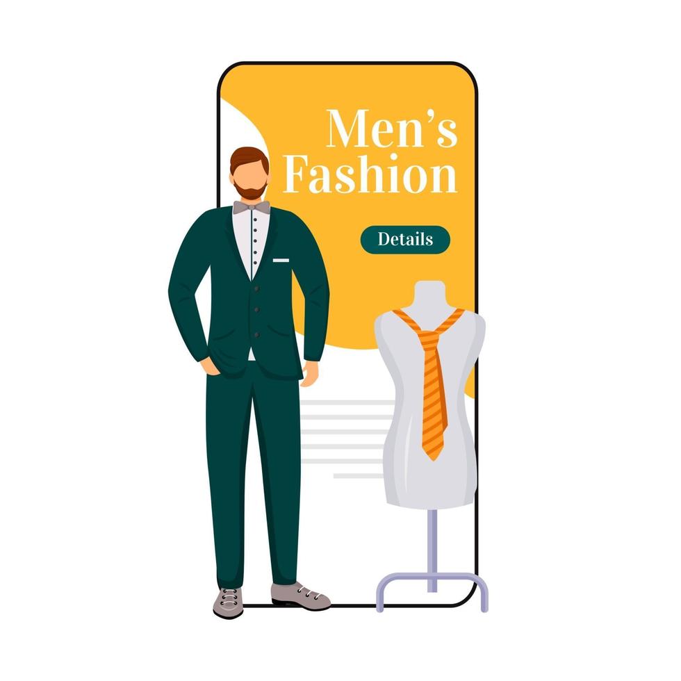 Mann Mode Cartoon Smartphone Vektor App Bildschirm
