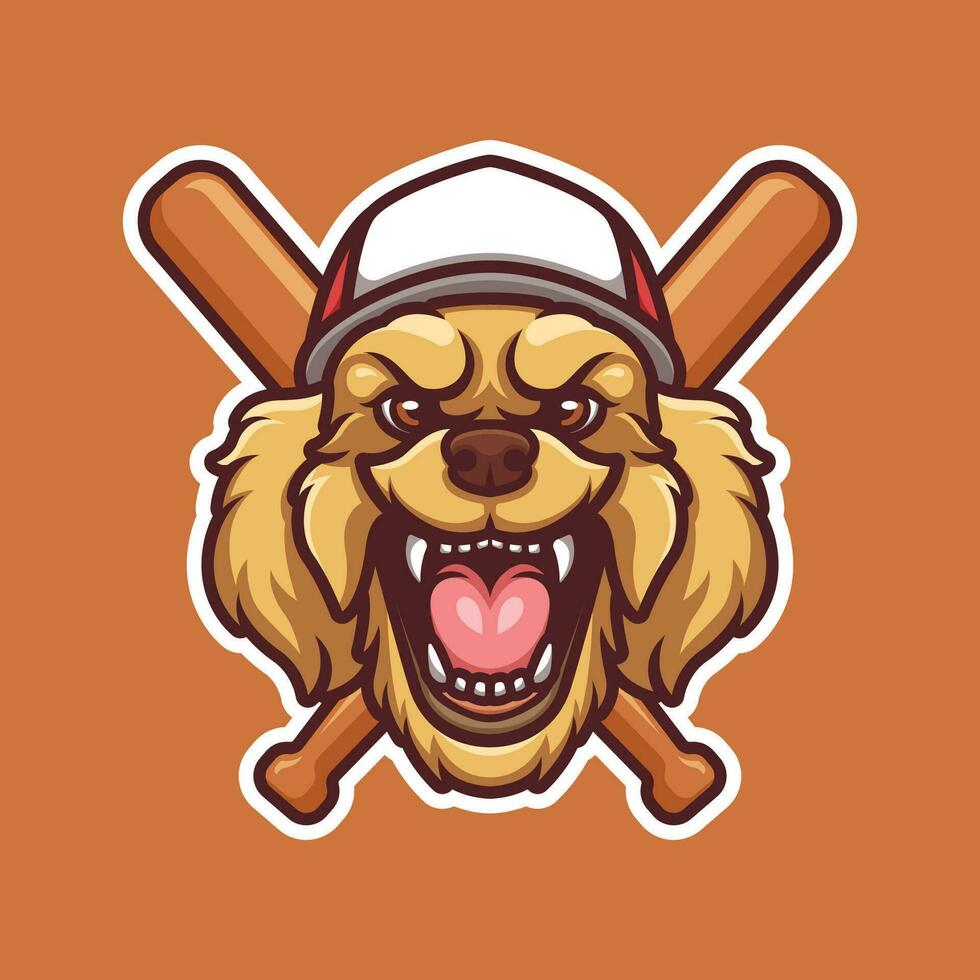 golden Retriever Baseball wütend Hund Karikatur Kopf vektor