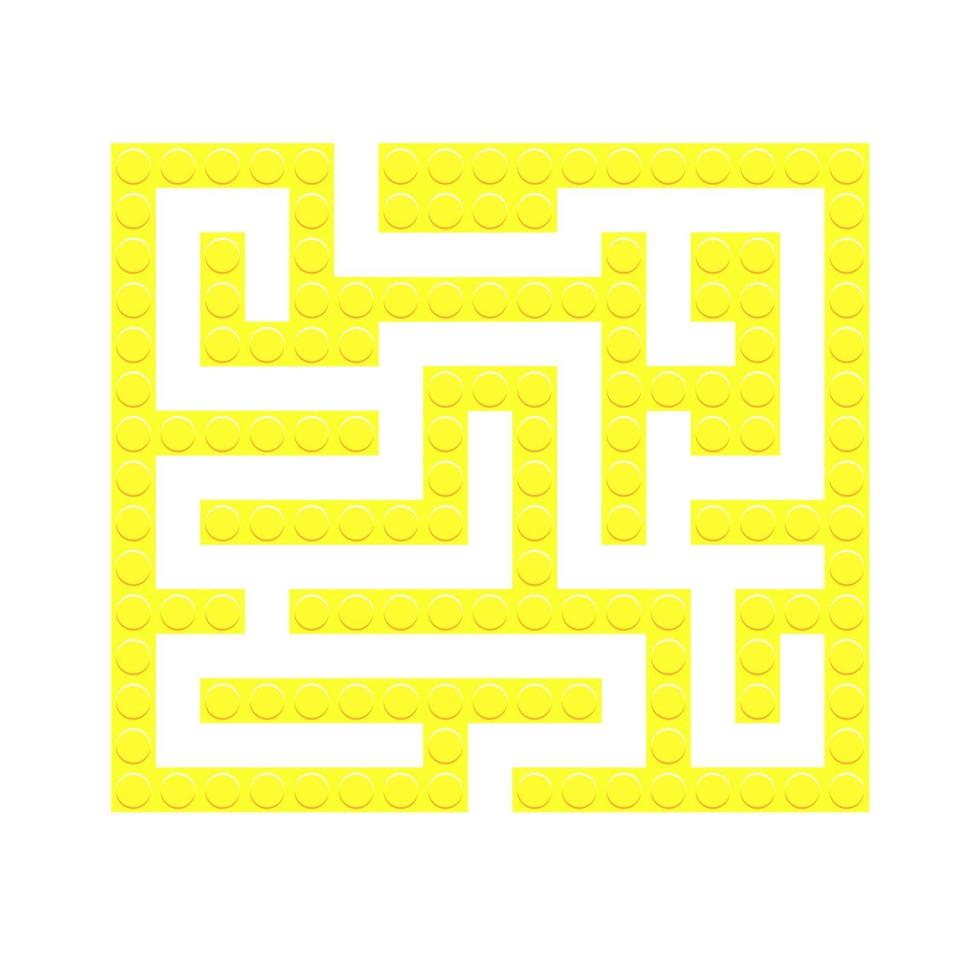 quadratisches Labyrinth gelbe Ziegelsteine Spielzeuglabyrinthspiel für Kinder. Labyrinth vektor