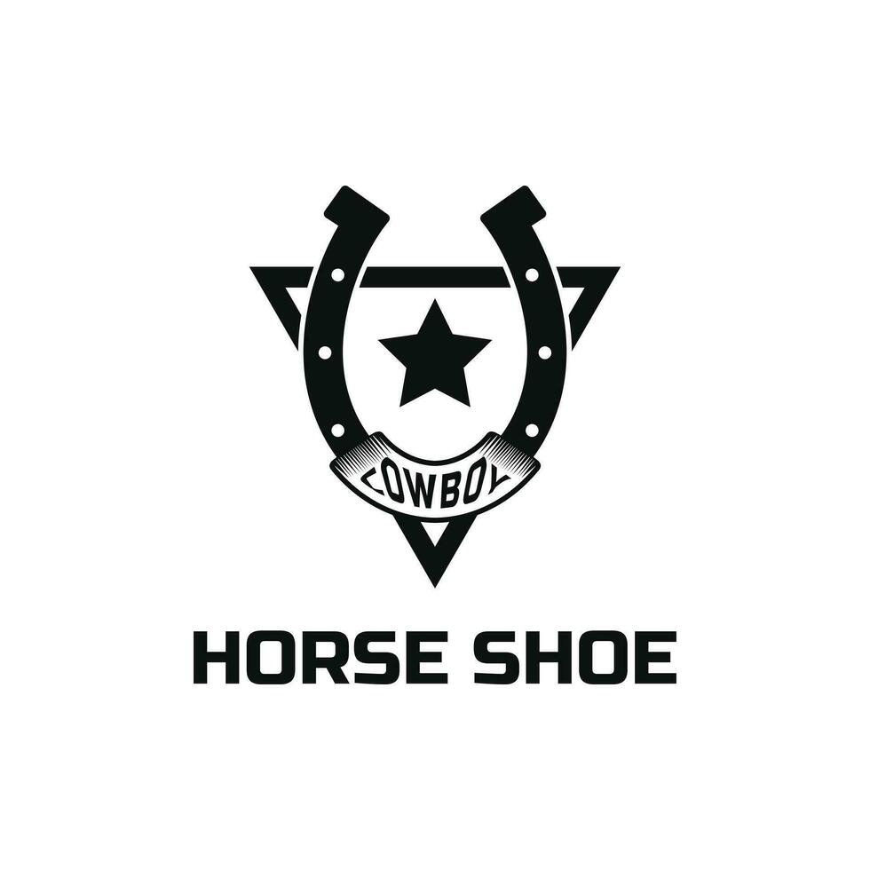 Pferd Schuh Logo Design kreativ Idee Jahrgang retro Stil vektor