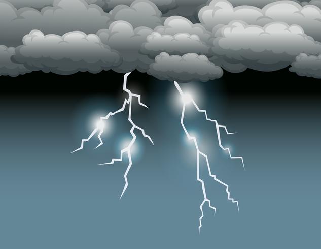 Storm scen med blixtnedslag vektor