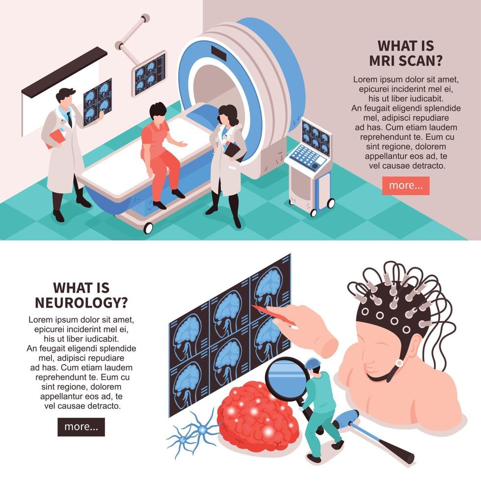 neurologi isometriska banners vektorillustration vektor