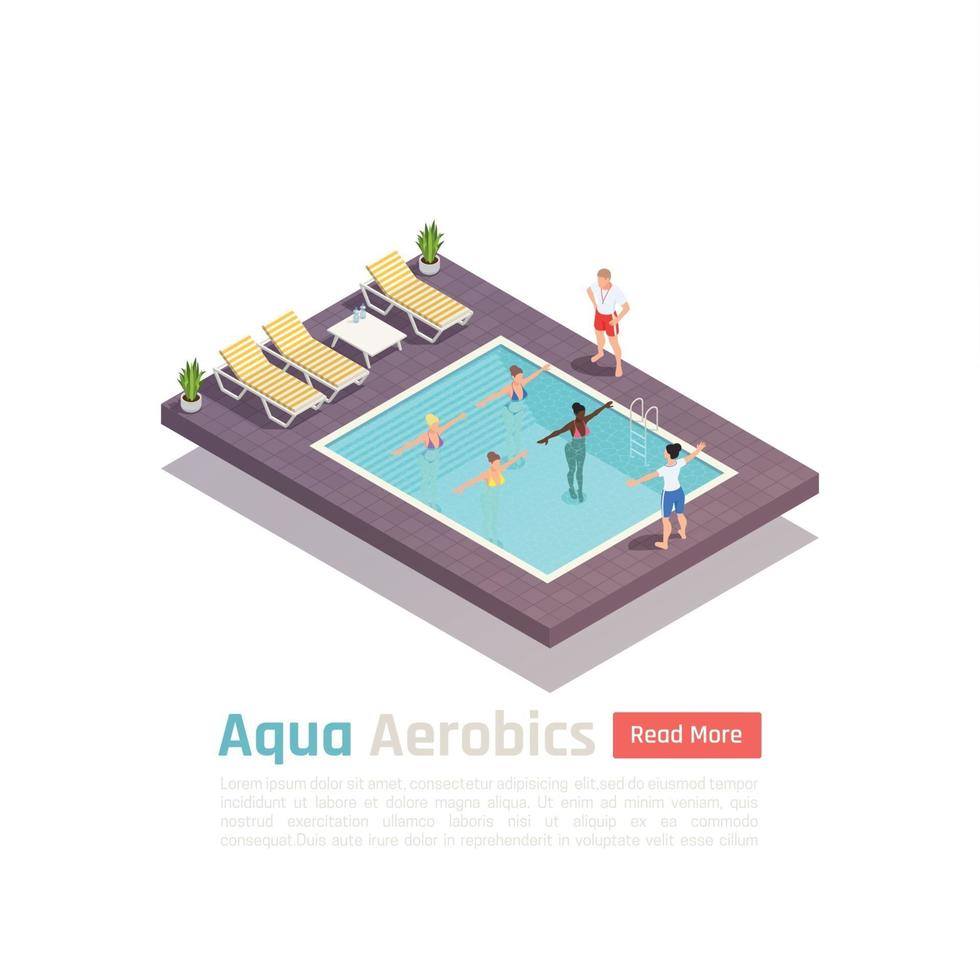 aqua aerobics isometrisk komposition vektorillustration vektor