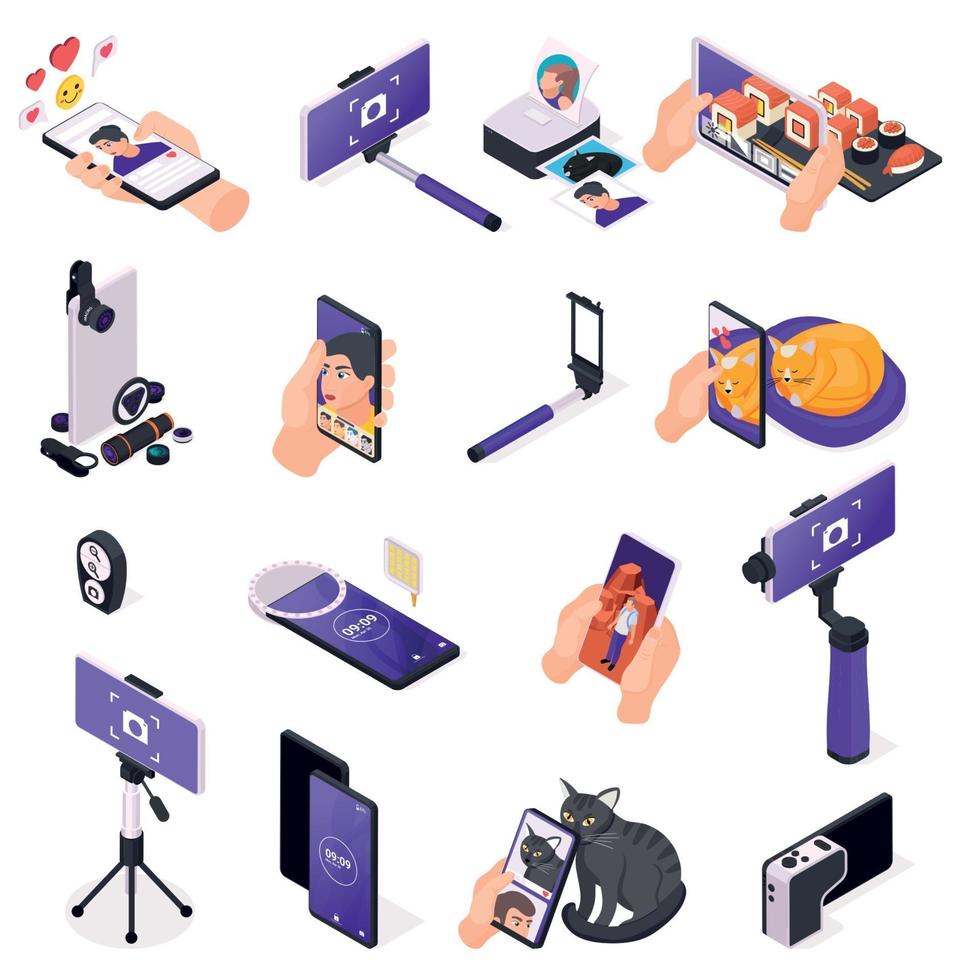 Handy-Foto-Icons setzen Vektor-Illustration vektor