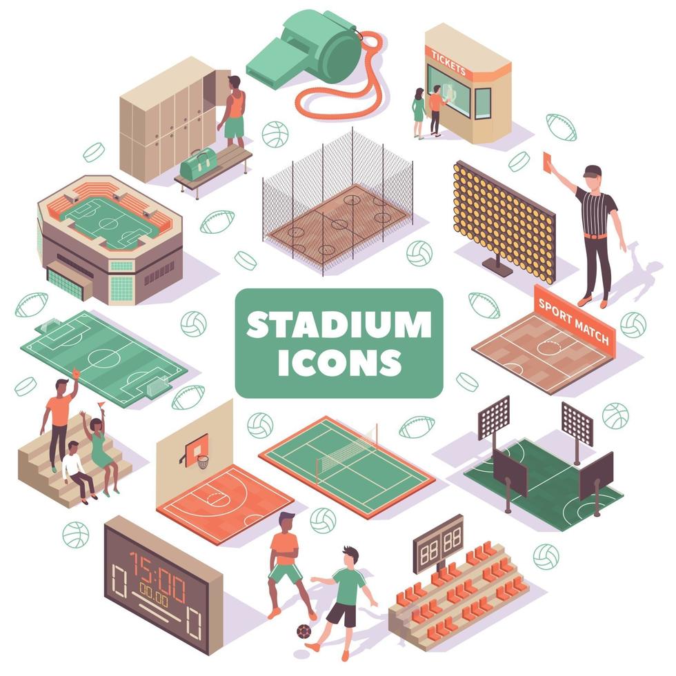 Stadionikonen runde Zusammensetzungsvektorillustration vektor