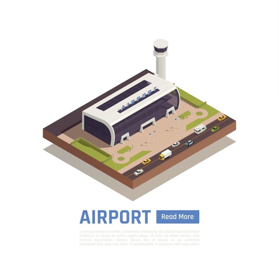 isometrische Flughafen-Terminal-Hintergrund-Vektor-Illustration vektor