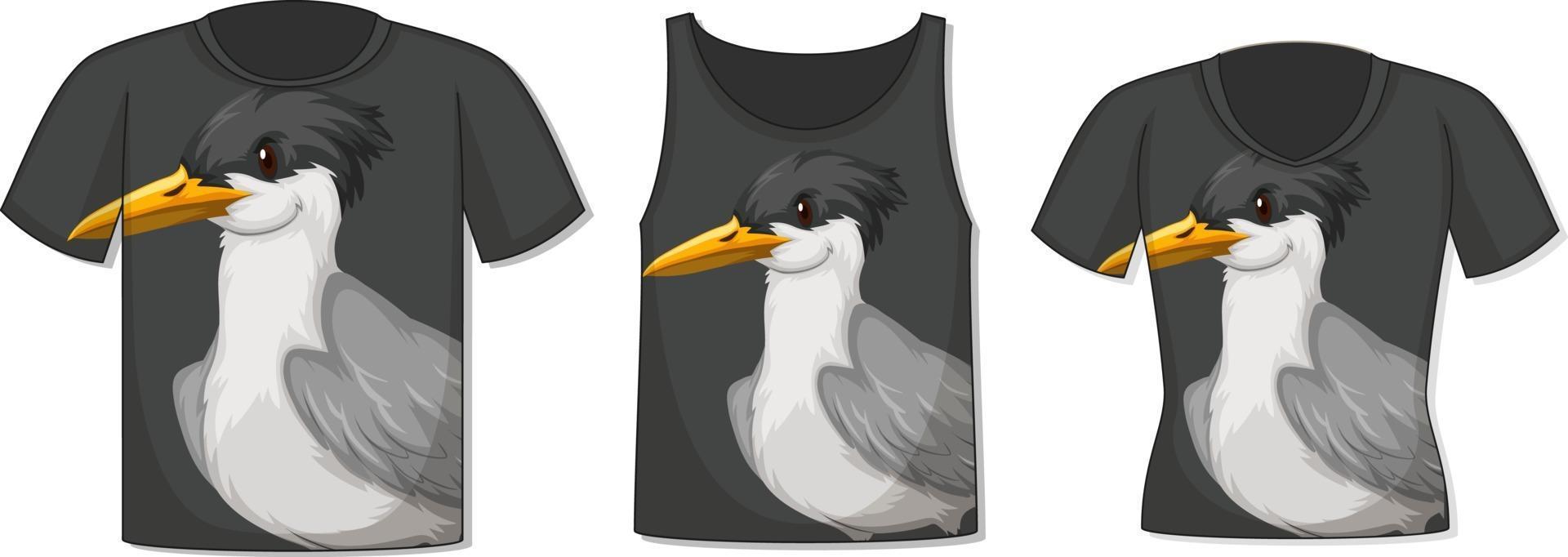 Vorderseite des T-Shirts mit Vogelvorlage vektor