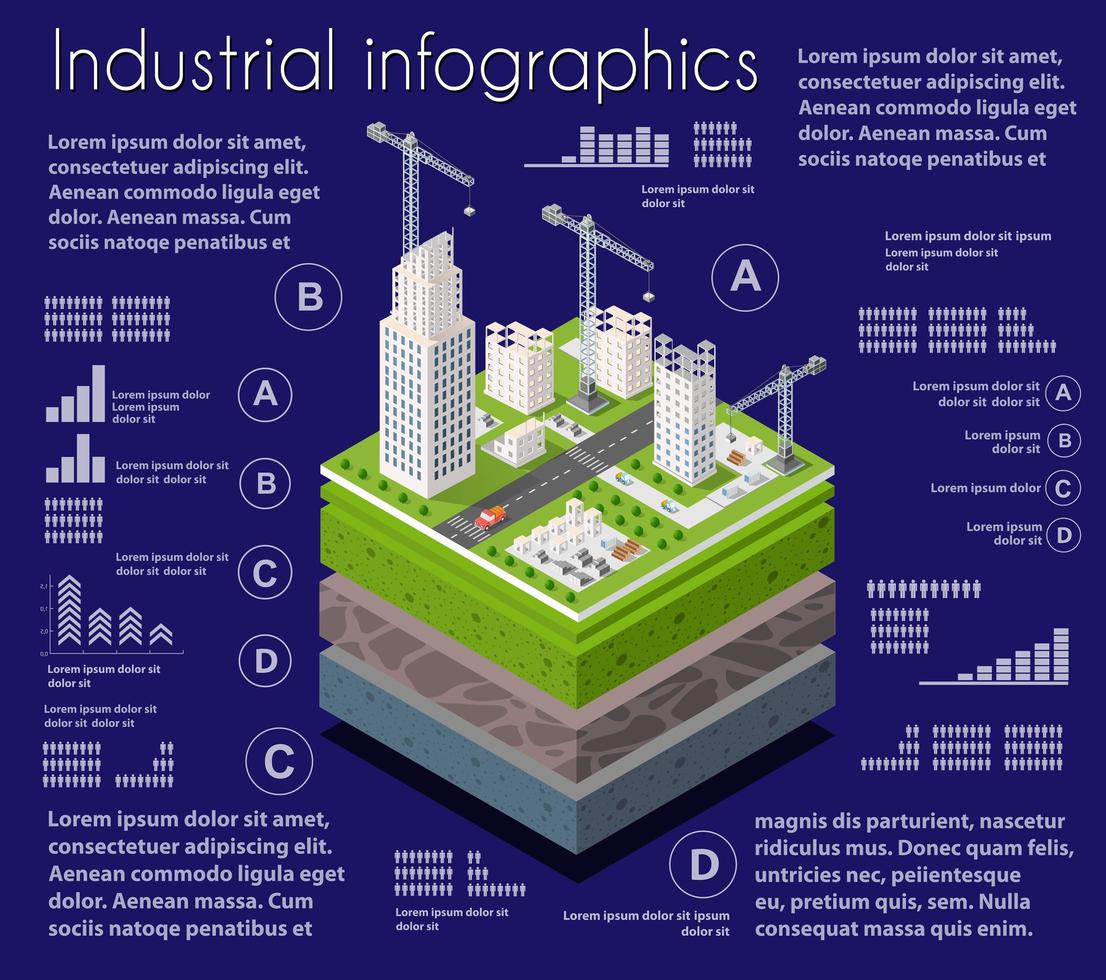 infographics industriella geologiska och underjordiska lager isometrisk vektor