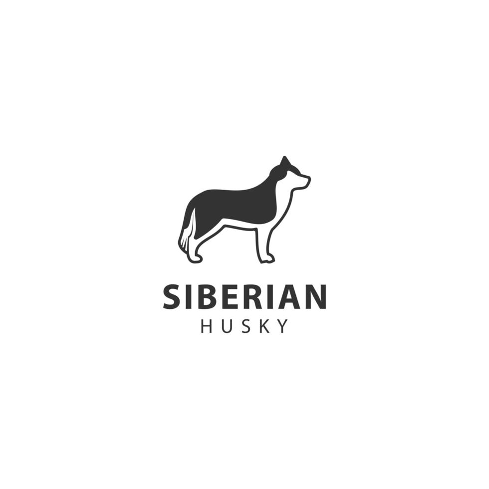 siberian husky siluett, djur design vektor ikon illustration