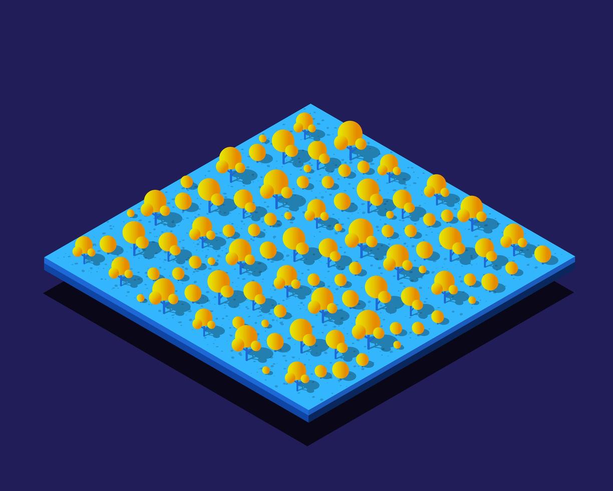 isometrisk skog natur träd landskap lila 3d illustration vektor