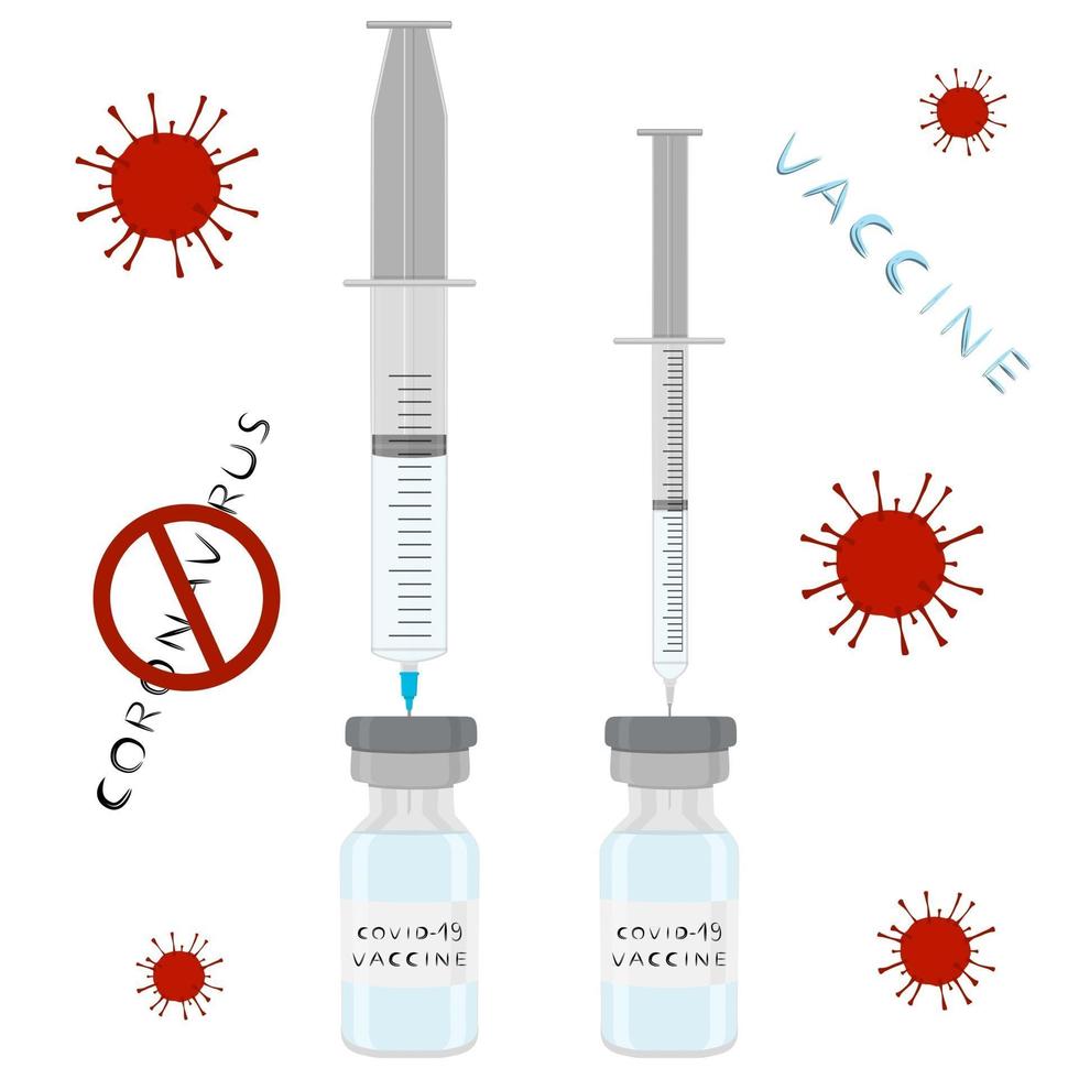 Illustration zum Thema medizinische Spritze des Medikaments für Injektionsimpfstoff vektor