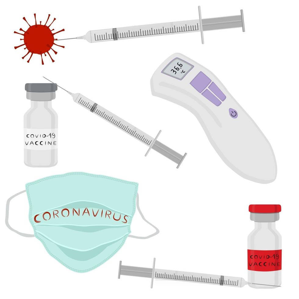 Illustration zum Thema medizinische Spritze des Medikaments für Injektionsimpfstoff vektor