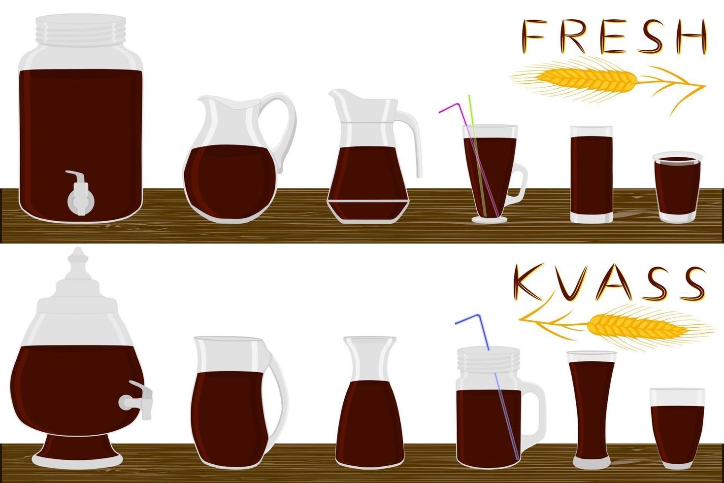 Illustration zum Thema großes Kit verschiedene Arten von Glaswaren vektor