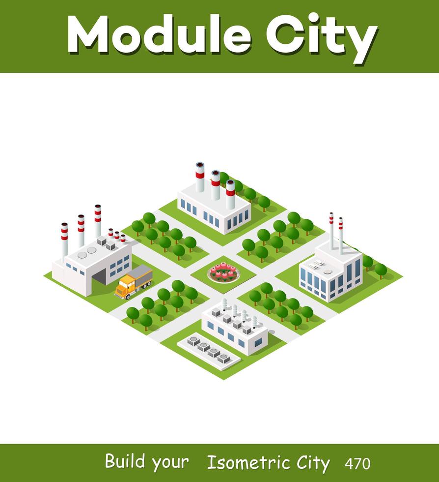 isometrisk anläggning i 3D-dimensionell projektion inkluderar fabriker vektor