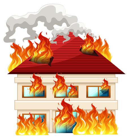 Isolerat hus i brand vektor
