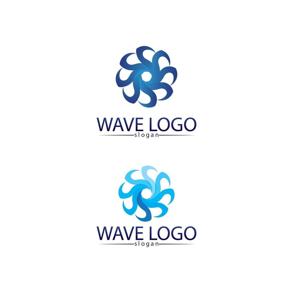 vågor och blått vatten strand logotyp och symboler mall ikoner app vektor