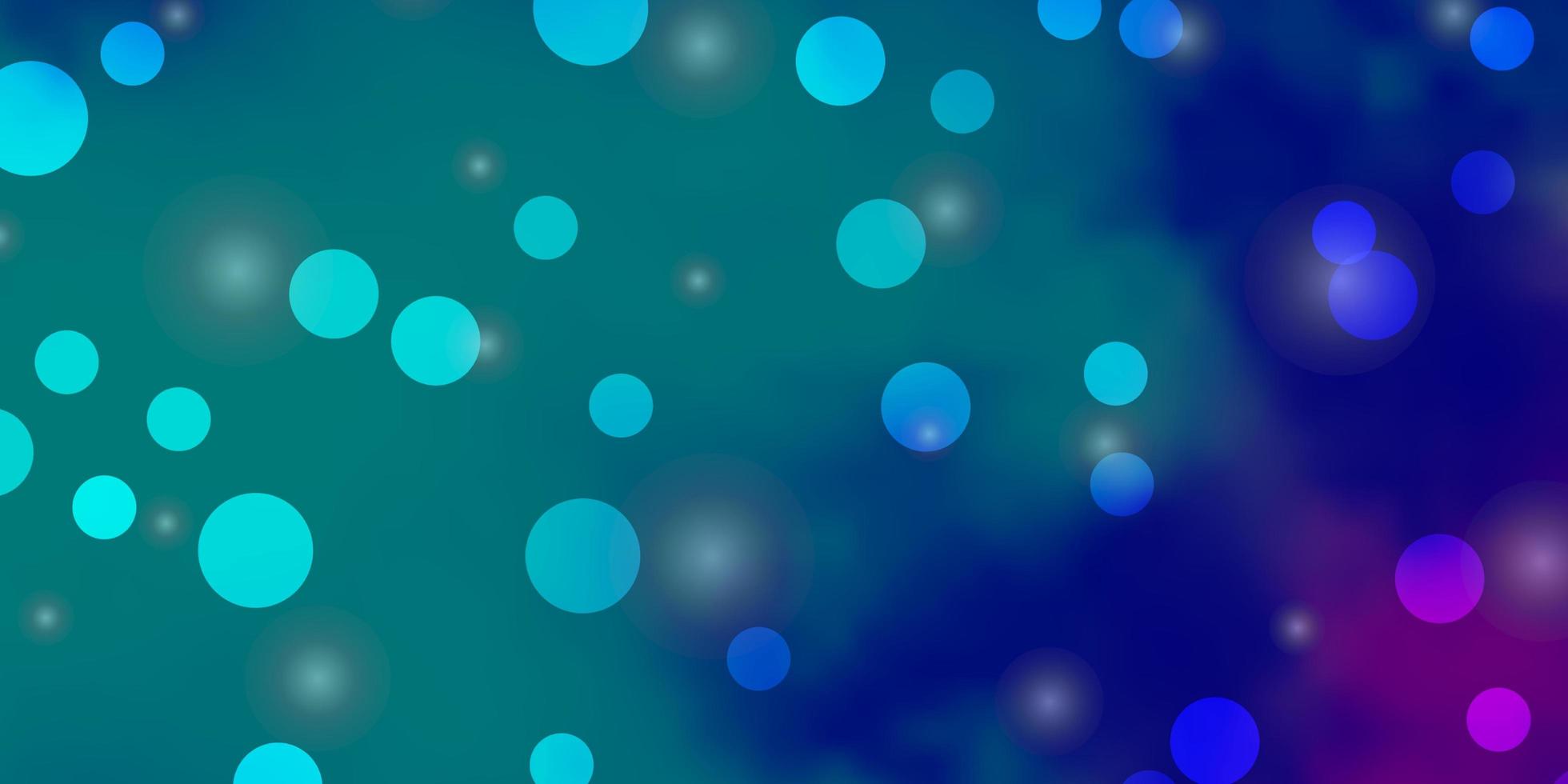 hellrosa, blauer Vektorhintergrund mit Kreisen, Sternen. vektor