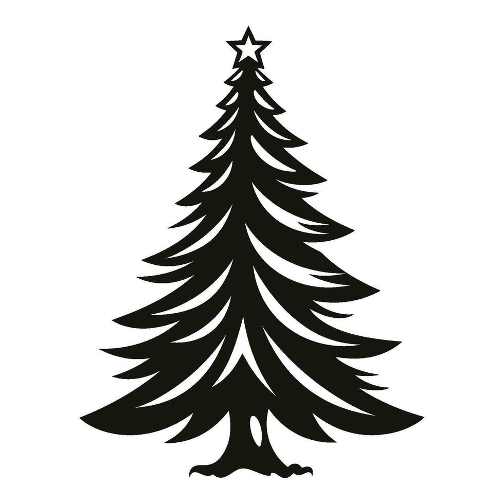 jul träd vektor silhuett ClipArt, årgång träd träd vektor illustration