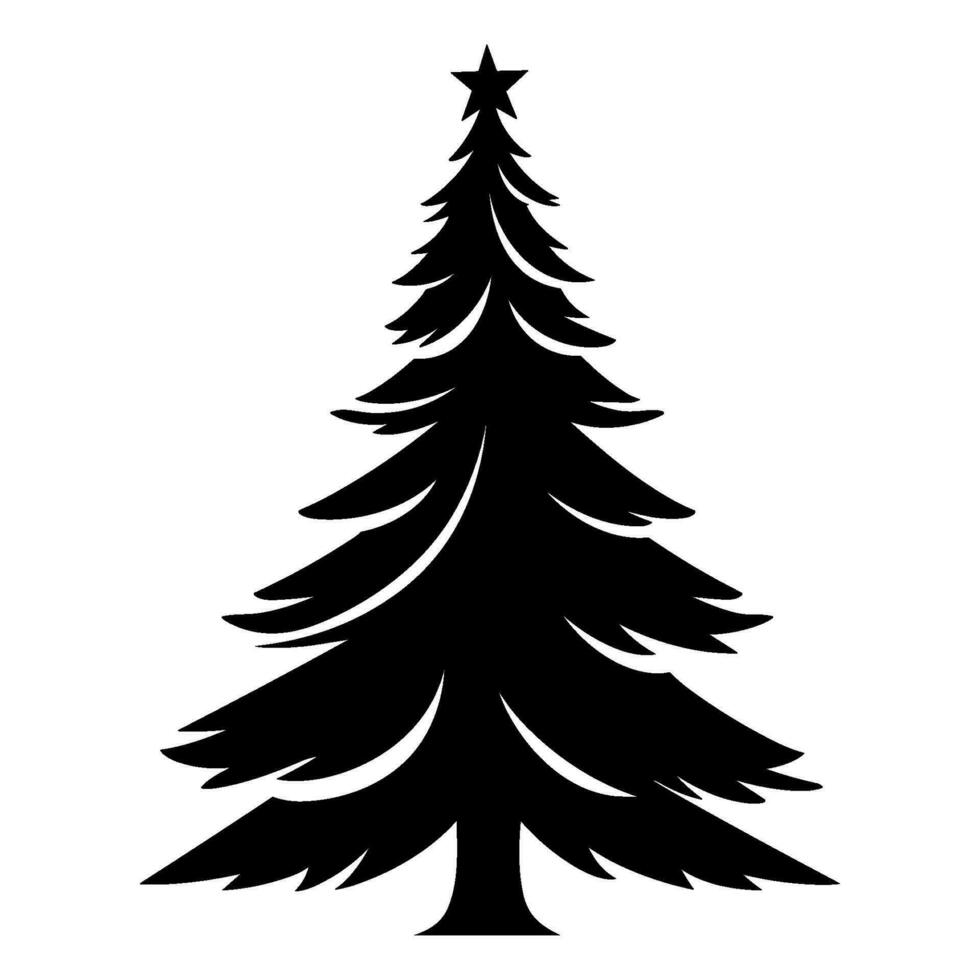 jul träd vektor silhuett ClipArt, årgång träd silhuett vektor illustration
