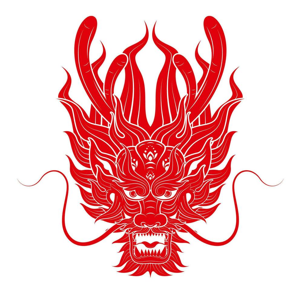 traditionell Chinesisch Drachen rot Tierkreis Zeichen isoliert auf Weiß Hintergrund zum Karte Design drucken Medien oder Festival. China Mond- Kalender Tier glücklich Neu Jahr. Vektor Illustration.