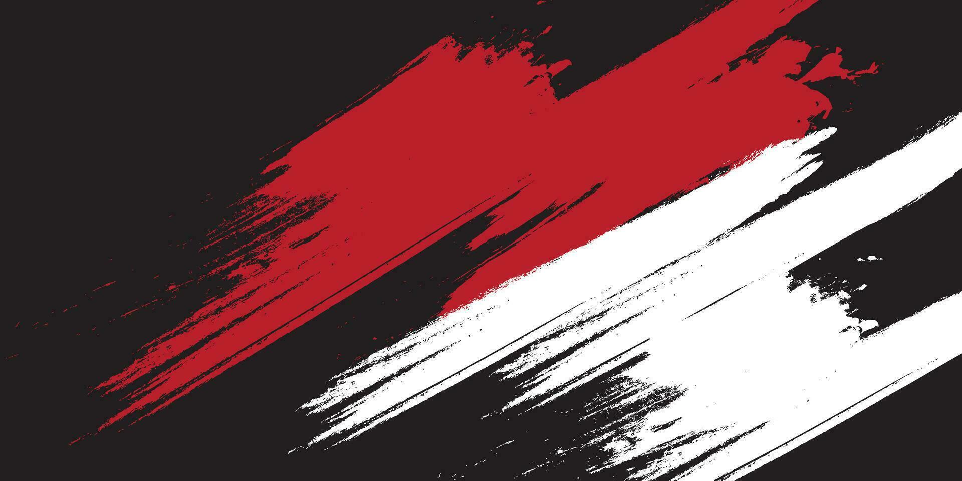 indonesiska flagga med borsta begrepp. Lycklig indonesiska oberoende dag. indonesiska flagga i grunge stil på svart bakgrund vektor