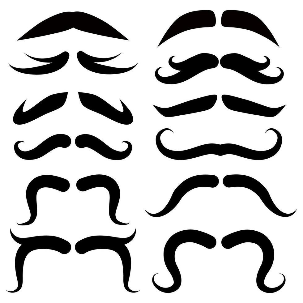 svart retro mustasch samling vektor