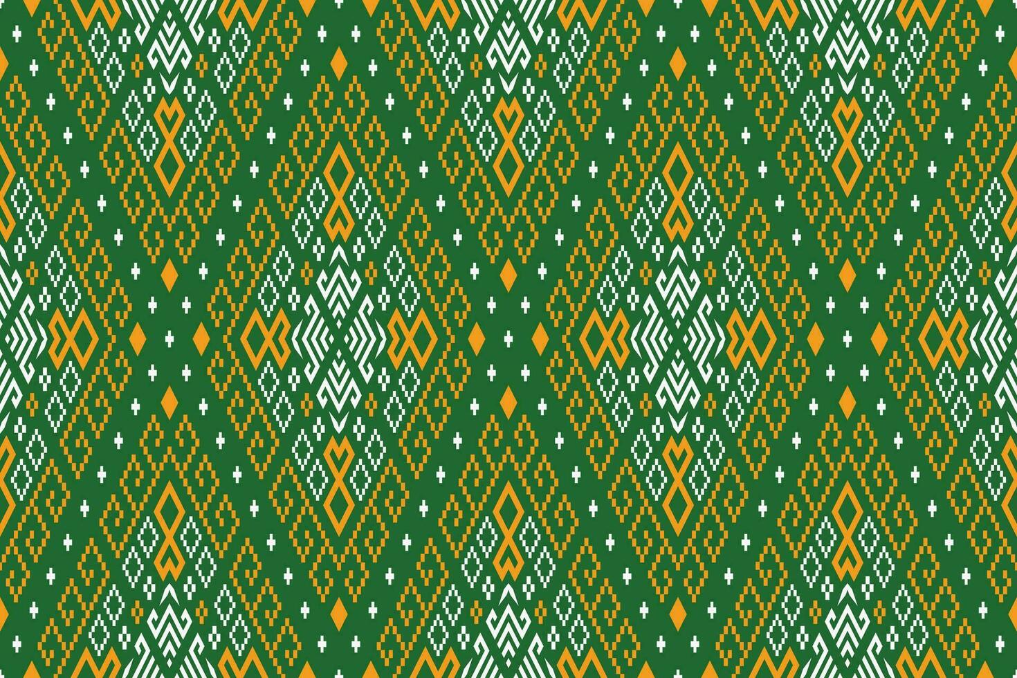 Grün Kreuz Stich bunt geometrisch traditionell ethnisch Muster Ikat nahtlos Muster Rand abstrakt Design zum Stoff drucken Stoff Kleid Teppich Vorhänge und Sarong aztekisch afrikanisch indisch indonesisch vektor