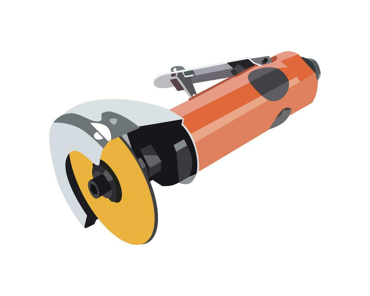 Vektor Illustration Schnitt aus Schleifer Werkzeug, Schneiden Rabatt, sterben Schleifer Räder, pneumatisch Metall Blatt Schneiden Werkzeug, isoliert auf Weiß Hintergrund. Zimmerei Werkzeug.