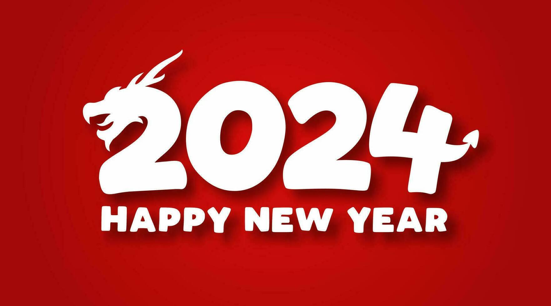 glücklich Neu Jahr 2024 Typografie Zeichen Jahr von das Drachen Tierkreis vektor