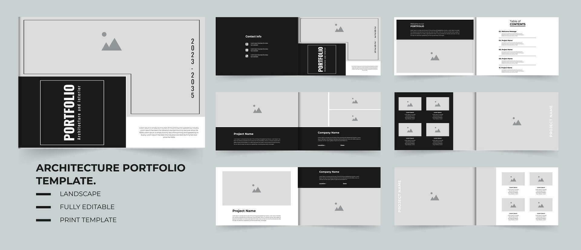 die Architektur Layout Portfolio Design modern und sauber Portfolio Layout Vorlage vektor