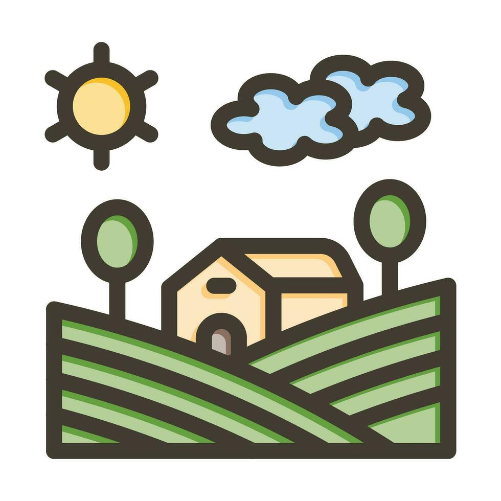 Bauernhof Vektor dick Linie gefüllt Farben Symbol zum persönlich und kommerziell verwenden.