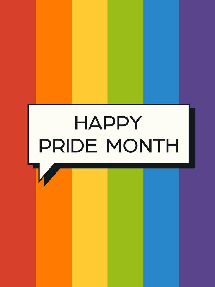 Lycklig stolthet månad affisch, kort, affisch med regnbåge färgad bakgrund. vektor