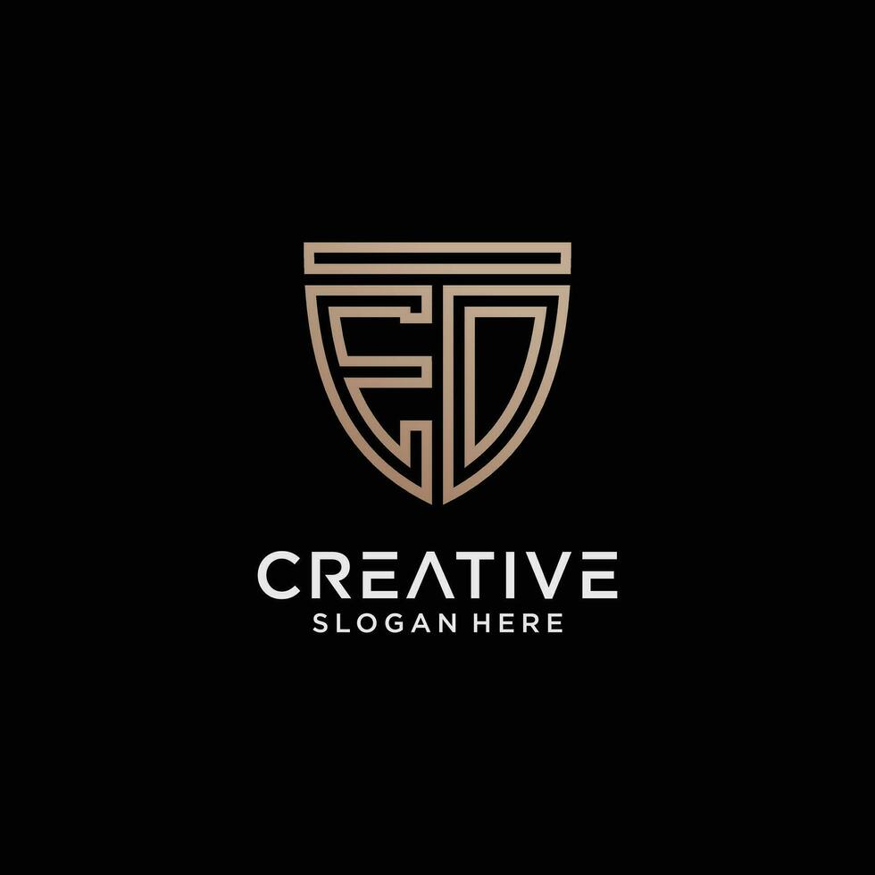 kreativ stil red brev logotyp design mall med skydda form ikon vektor