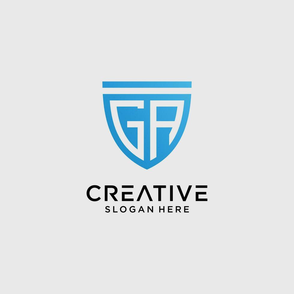 kreativ stil ga brev logotyp design mall med skydda form ikon vektor