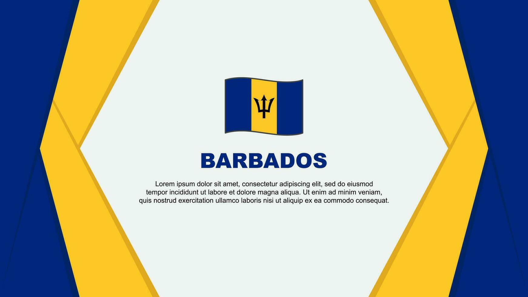 Barbados Flagge abstrakt Hintergrund Design Vorlage. Barbados Unabhängigkeit Tag Banner Karikatur Vektor Illustration. Barbados Hintergrund