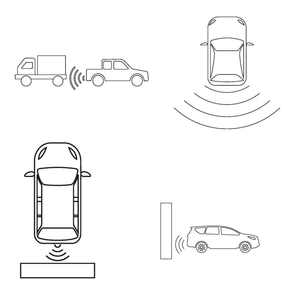 Auto Parkplatz Sensor Signal Symbol Vektor