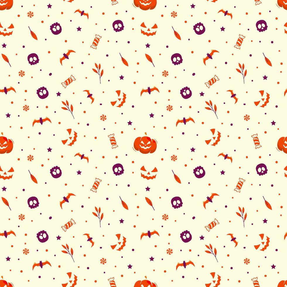 halloween mönster med pumpa skalle och fladdermöss för omslag papper. halloween smattra vektor