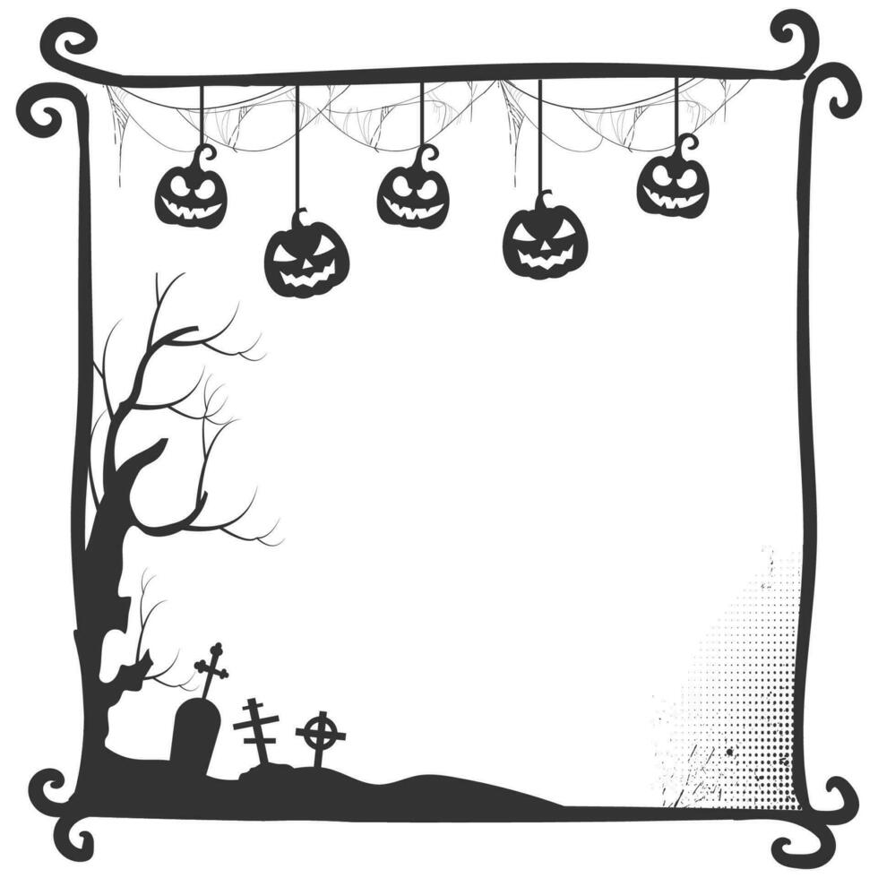 Halloween thematisch Foto Rahmen mit Halbton und Halloween Baum vektor