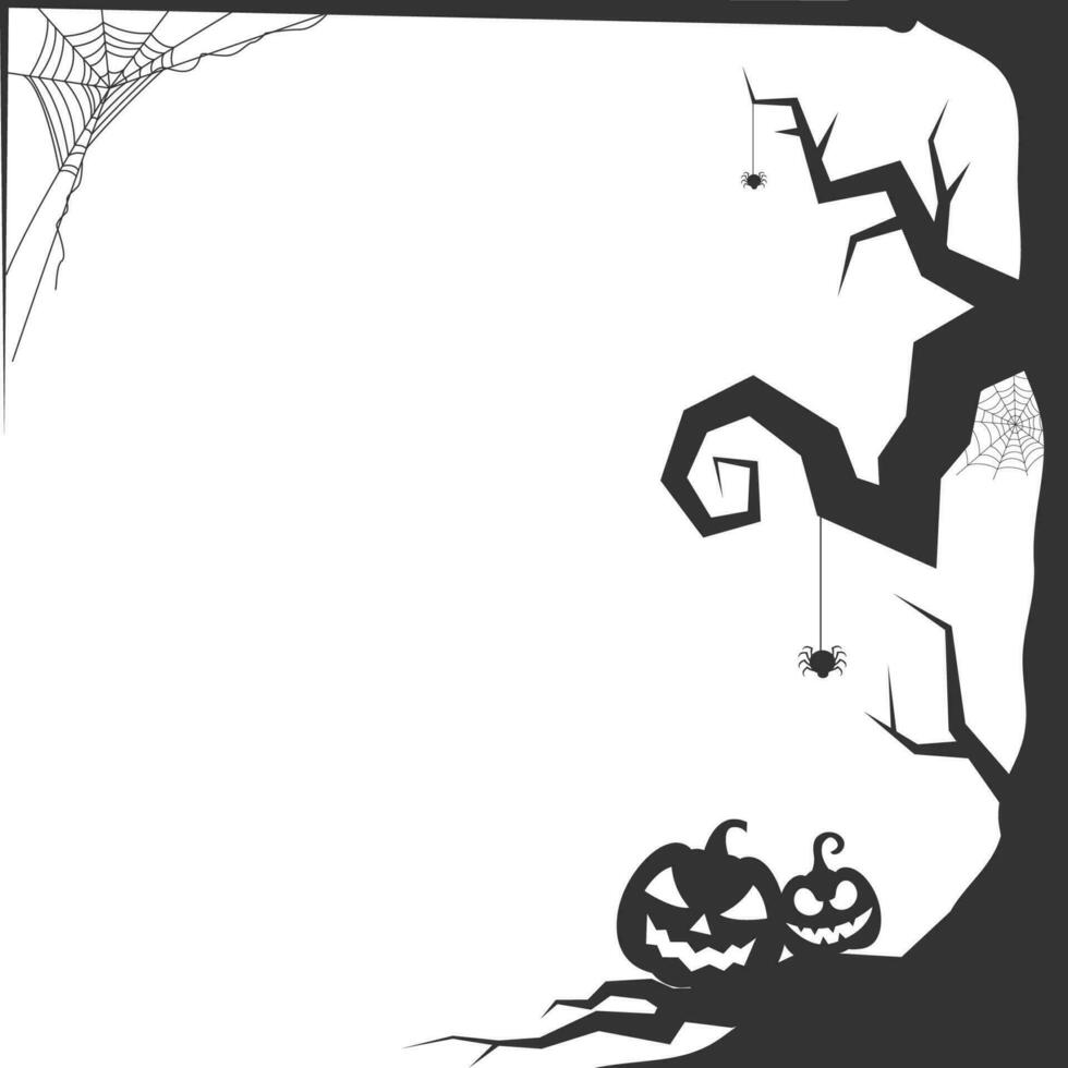 halloween grunge ram gräns med kuslig träd och besatt hus vektor